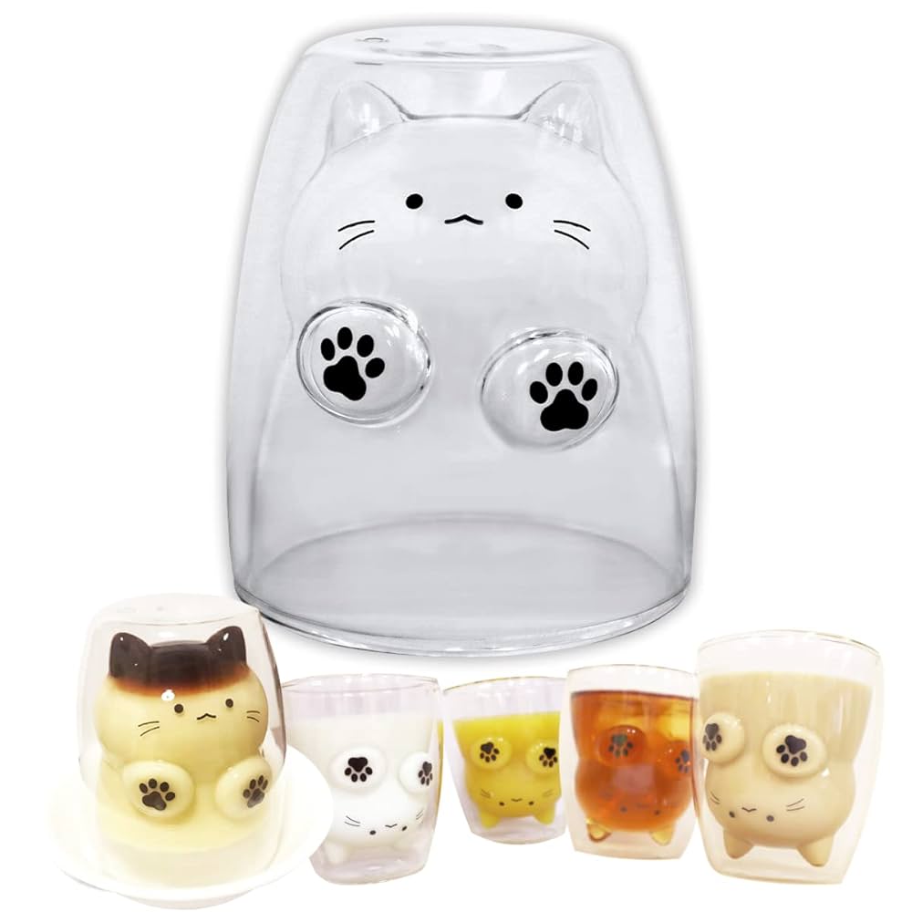 Amazon.co.jp: [吉田産業] ダブルウォール 猫 グラス ガラス